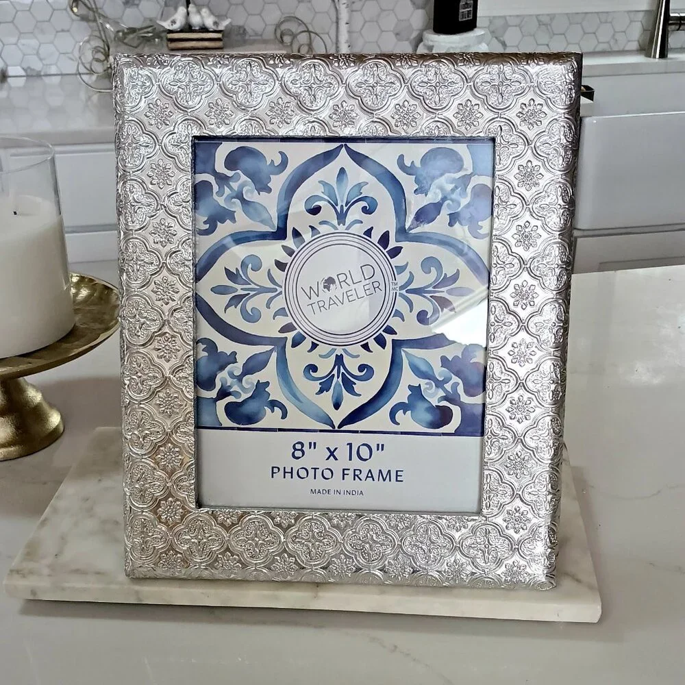 NEW! BOHO SILVER METAL X LARGE PICTURE PHOTO FRAME